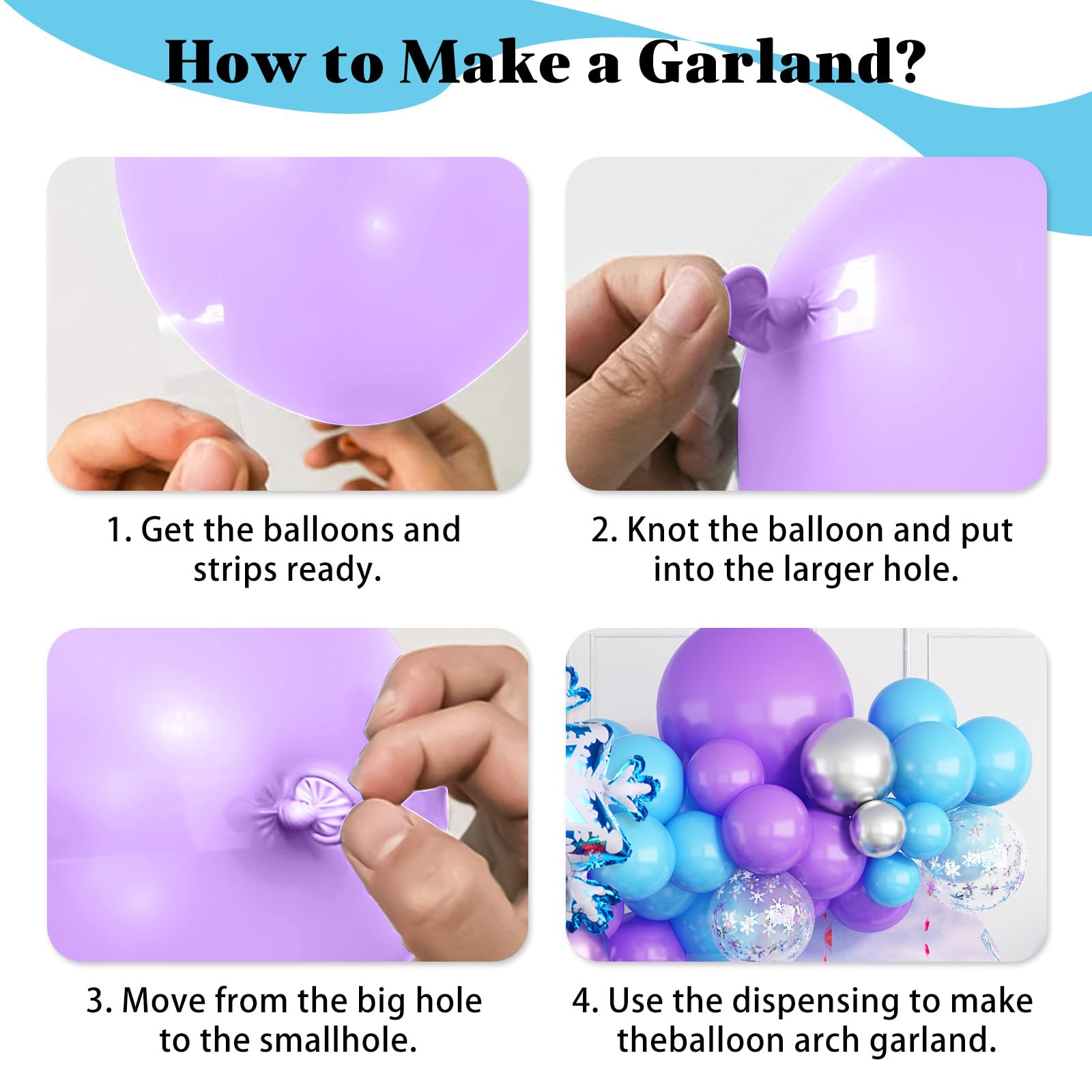 TAOYE Snowflake Balloon Arch Kit – Metallic Blue Purple Silver Balloons for Winter Wonderland Party