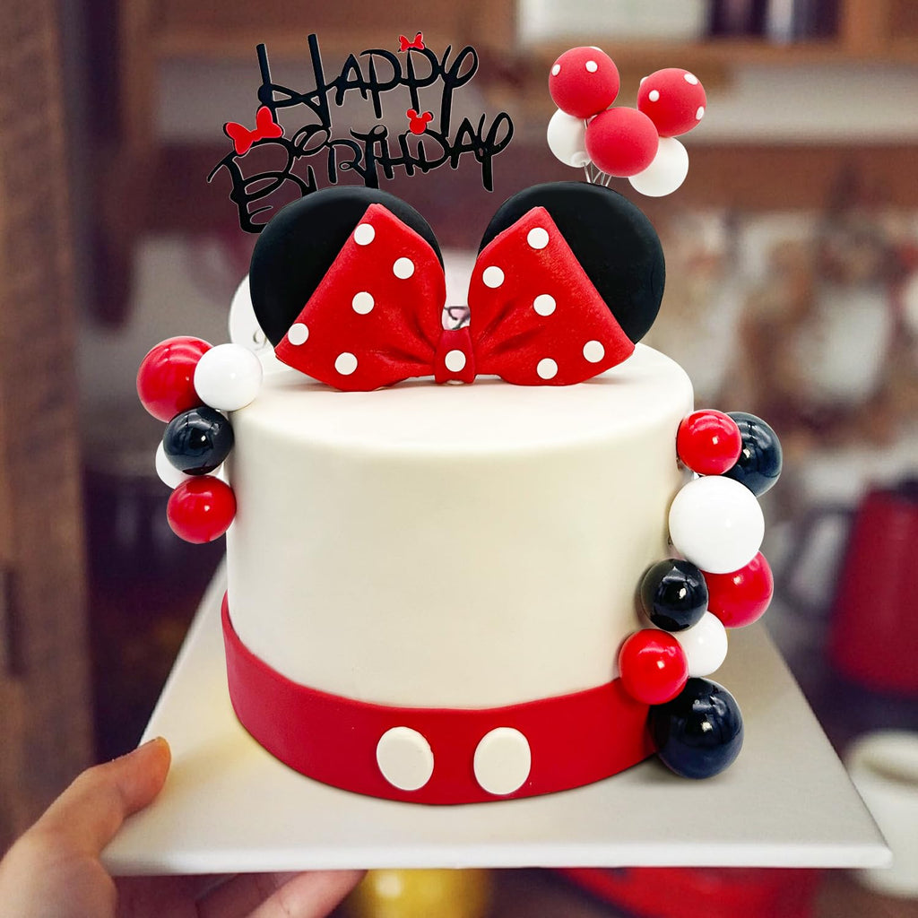 Tarocynn 20Pcs Mouse Birthday Cake Topper with Bows and Ears – Party Decor Kit