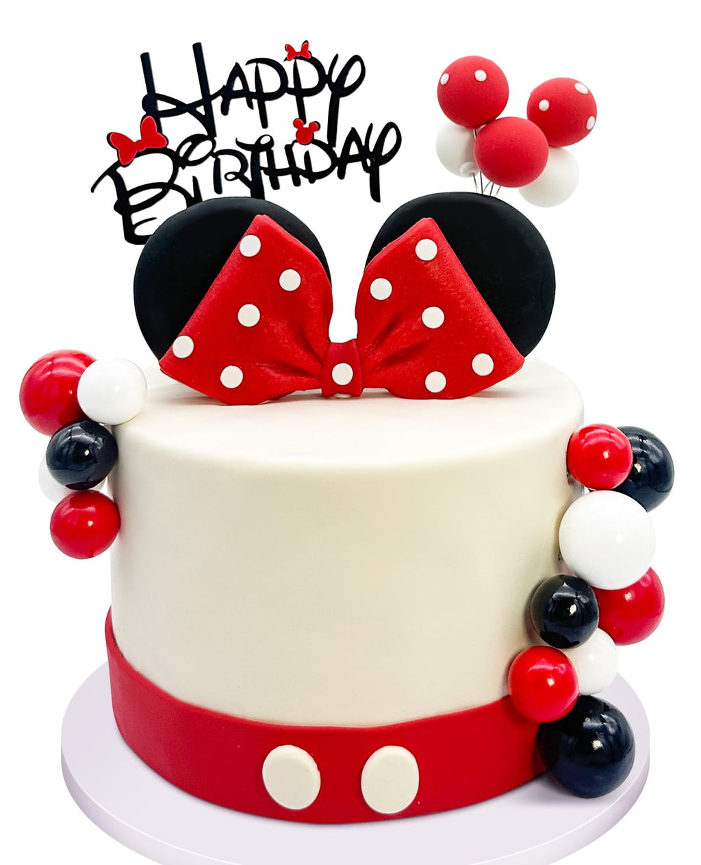 Tarocynn 20Pcs Mouse Birthday Cake Topper with Bows and Ears – Party Decor Kit