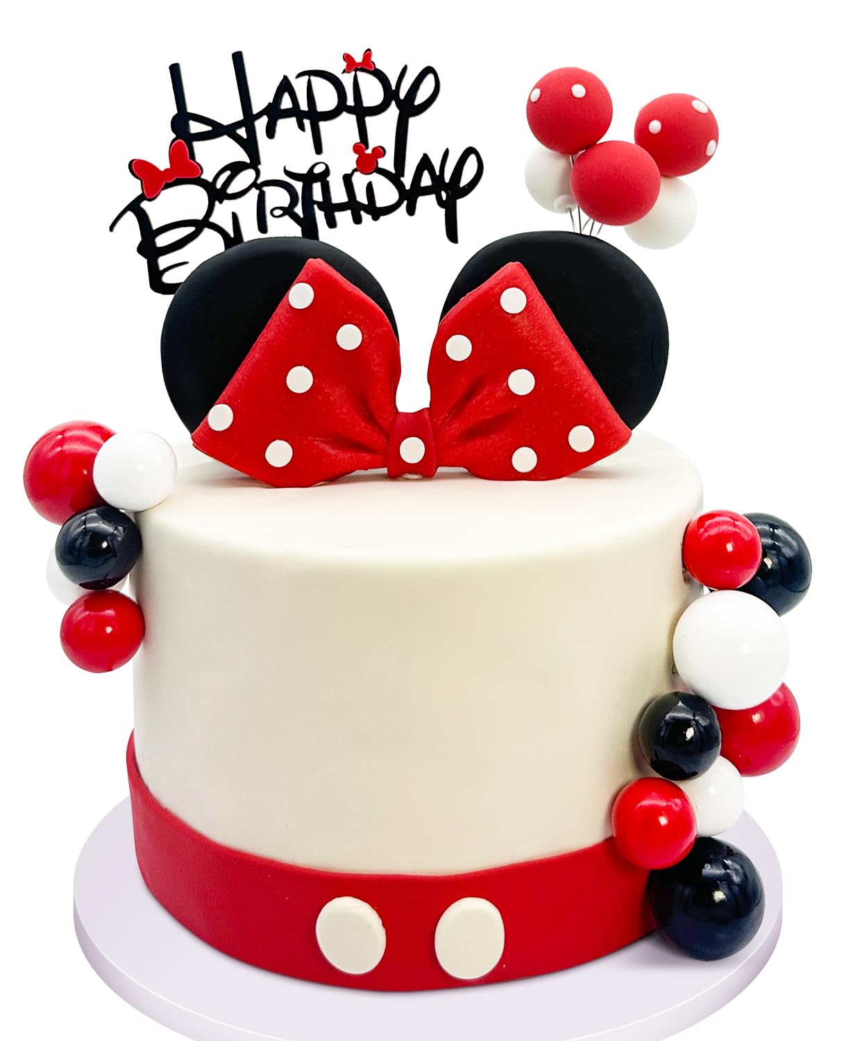 Tarocynn 20Pcs Mouse Birthday Cake Topper with Bows and Ears – Party Decor Kit