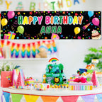 Tatuo Personalized Birthday Banner with Name - DIY Colorful Backdrop for Parties (Black)