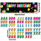 Tatuo Personalized Birthday Banner with Name - DIY Colorful Backdrop for Parties (Black)