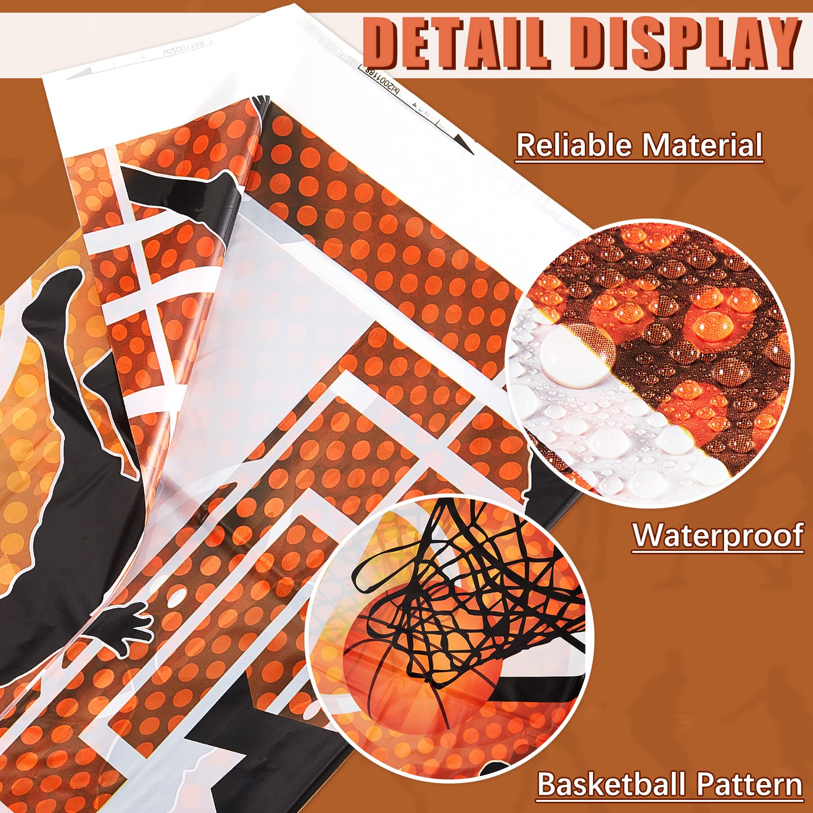 Tatuo Basketball Tablecloth 71x43 in – Disposable Plastic Table Cover for Parties