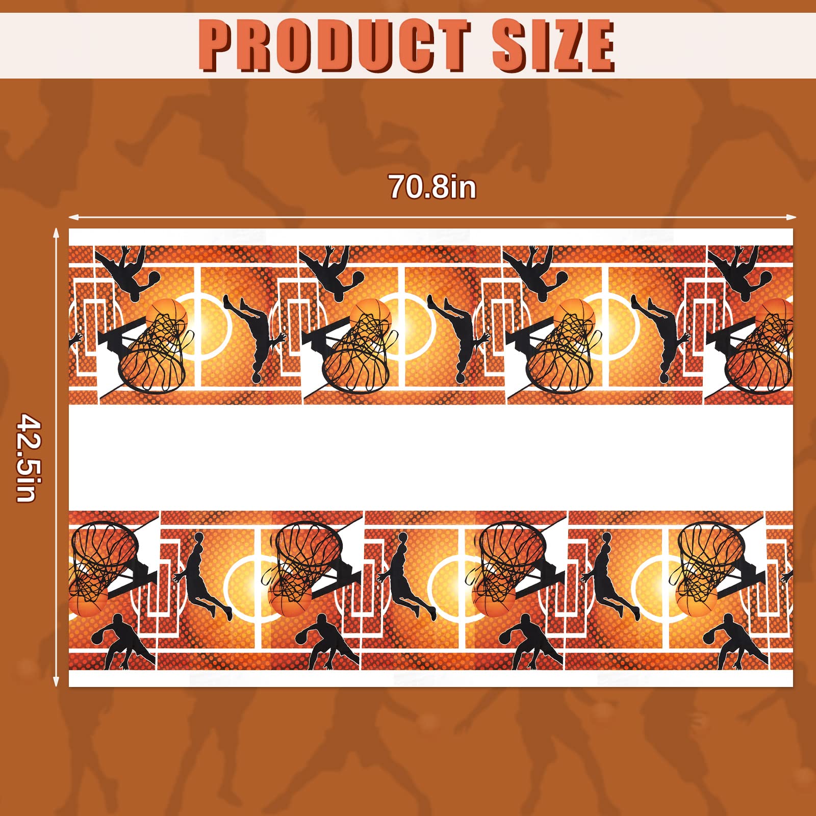 Tatuo Basketball Tablecloth 71x43 in – Disposable Plastic Table Cover for Parties