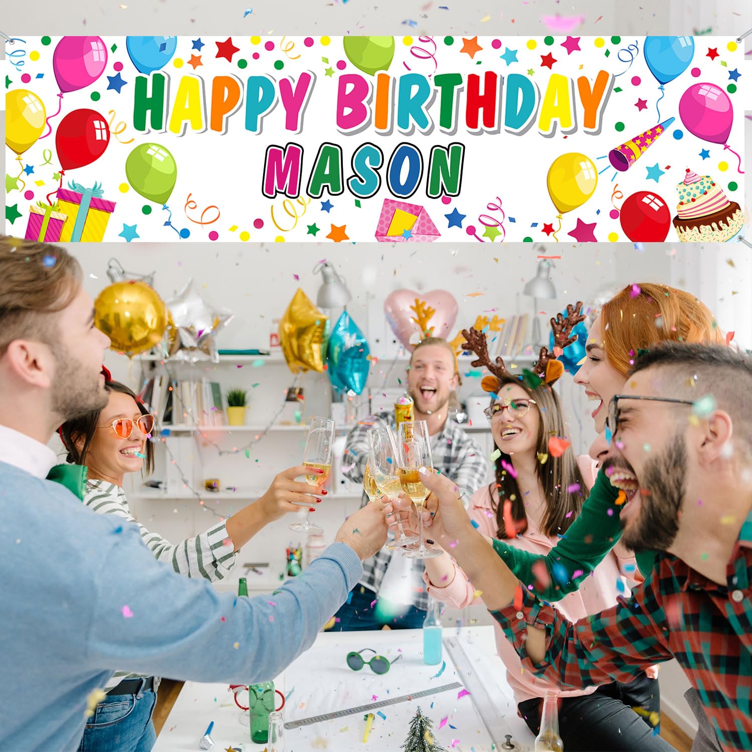 Tatuo Personalized Birthday Banner with Name – DIY Colorful Alphabet Backdrop for Indoor & Outdoor Parties