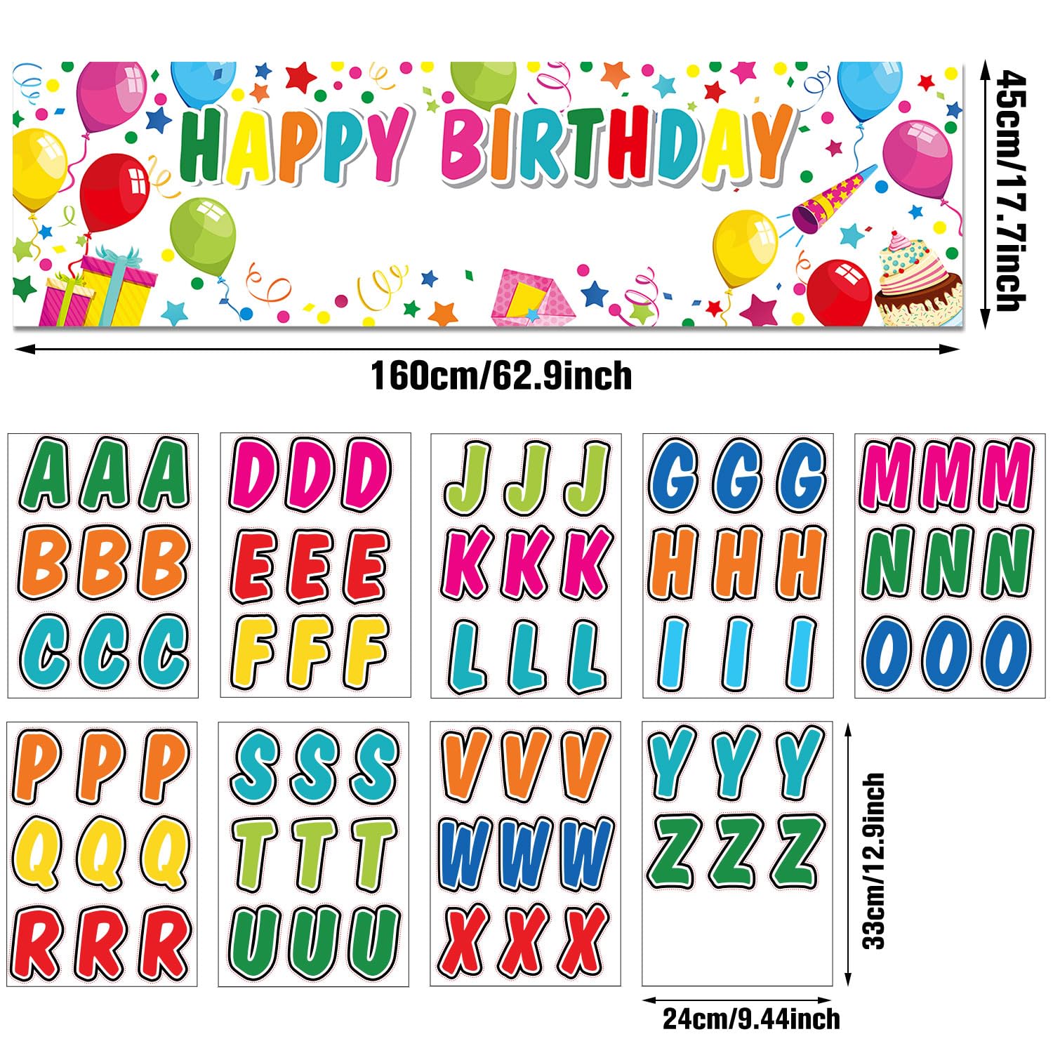 Tatuo Personalized Birthday Banner with Name – DIY Colorful Alphabet Backdrop for Indoor & Outdoor Parties