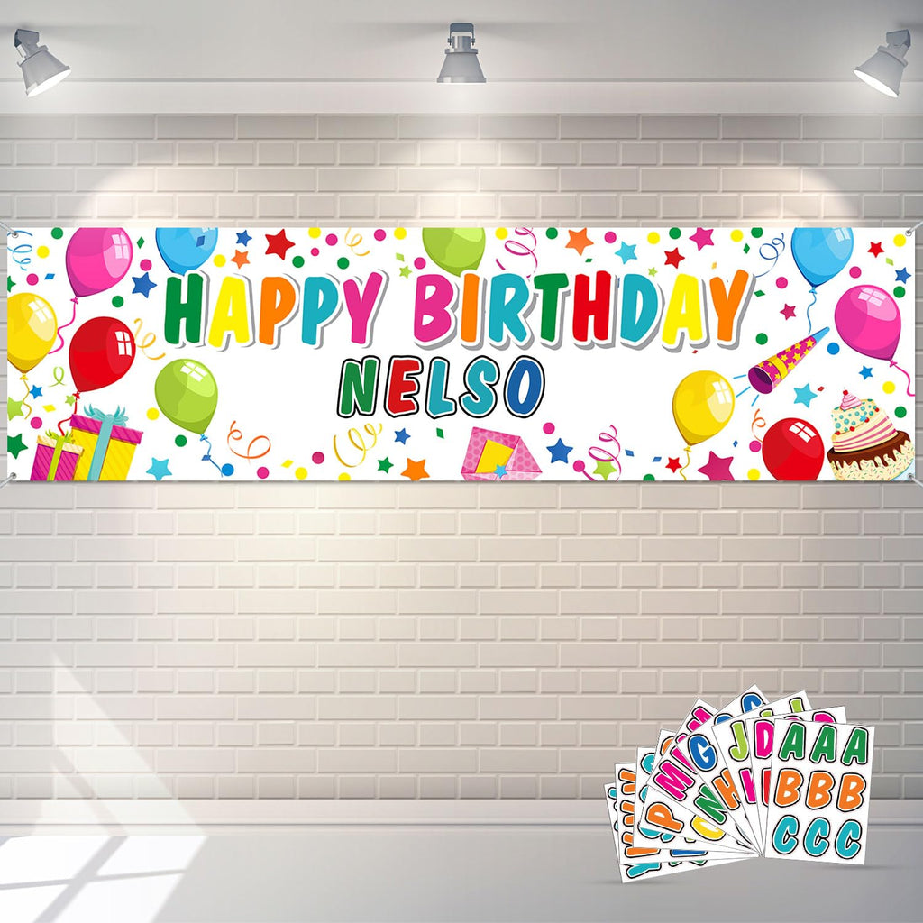 Tatuo Personalized Birthday Banner with Name – DIY Colorful Alphabet Backdrop for Indoor & Outdoor Parties