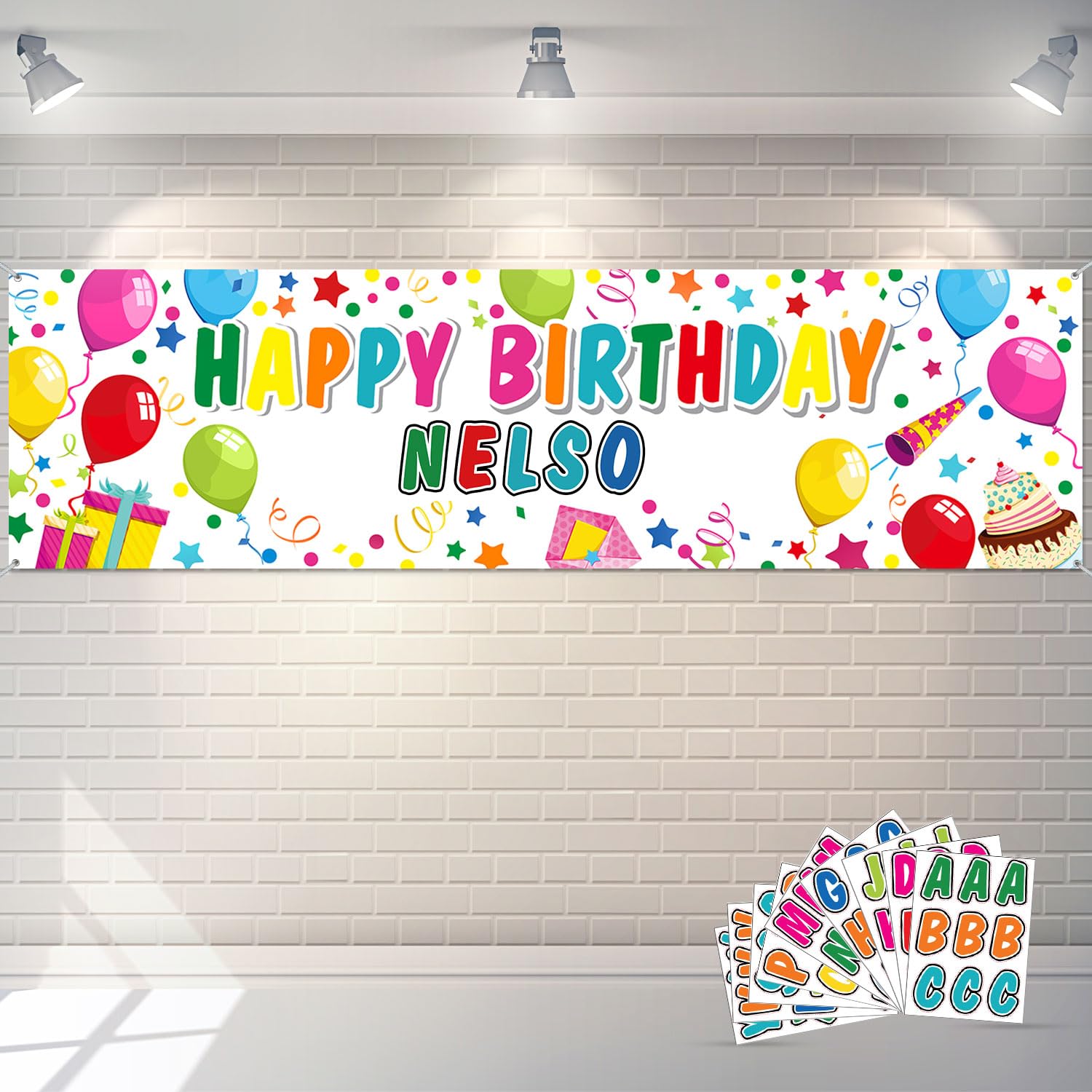 Tatuo Personalized Birthday Banner with Name – DIY Colorful Alphabet Backdrop for Indoor & Outdoor Parties