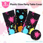 Tatuo Glow Party Table Covers – Neon Plastic Tablecloths 108 x 54 in (6 Pieces)