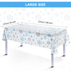 Tatuo Christmas Snowflake Tablecloth 54x108 in – 3-Pack Winter Wonderland Plastic Table Cover