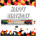 Tatuo Truck Party Decorations — 5x3 ft Backdrop + 6x1 ft Banner for Kids Birthday Parties