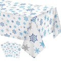 Tatuo Christmas Snowflake Tablecloth 54x108 in – 3-Pack Winter Wonderland Plastic Table Cover