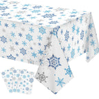 Tatuo Christmas Snowflake Tablecloth 54x108 in – 3-Pack Winter Wonderland Plastic Table Cover