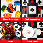 Tatuo 2 Pcs Casino Theme Poker Tablecloths - Las Vegas Style 54 x 108 in | Disposable Plastic Table Cover