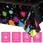 Tatuo Neon Glow Tablecloths 108 x 54 Inch – Disposable Black Light Party Covers for Birthday & Events