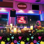 Tatuo Glow Party Table Covers Neon – 108 x 54 in, 4-Pack Disposable Black Light Tablecloths
