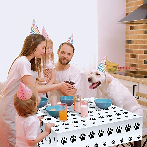 Tatuo 2 Pcs Puppy Paw Print Tablecloths – 71x54 in Black Dog Theme Party Decor