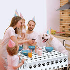 Tatuo 2 Pcs Puppy Paw Print Tablecloths – 71x54 in Black Dog Theme Party Decor