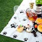 Tatuo 2 Pcs Puppy Paw Print Tablecloths – 71x54 in Black Dog Theme Party Decor