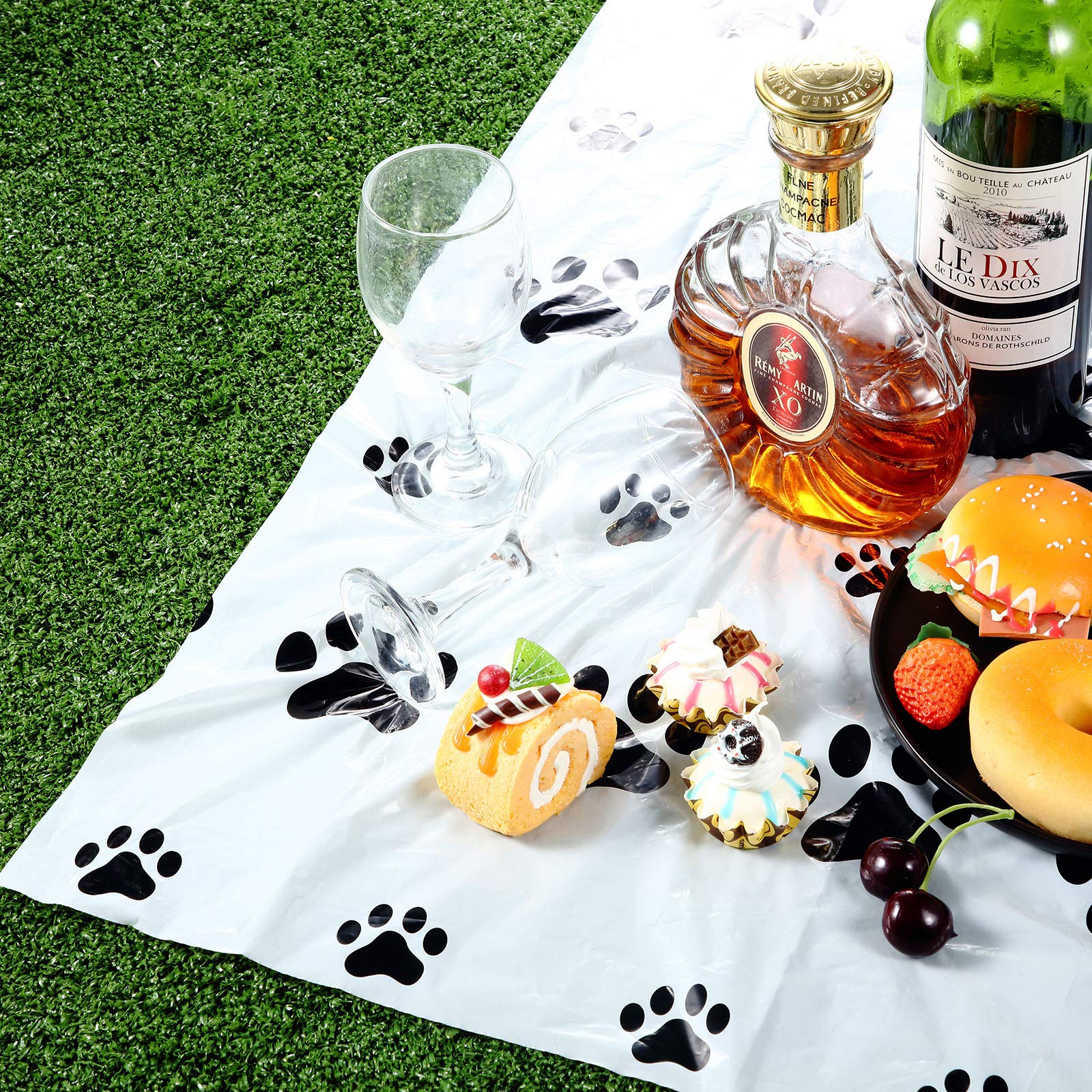 Tatuo 2 Pcs Puppy Paw Print Tablecloths – 71x54 in Black Dog Theme Party Decor