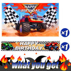 Tatuo Truck Party Decorations — 5x3 ft Backdrop + 6x1 ft Banner for Kids Birthday Parties