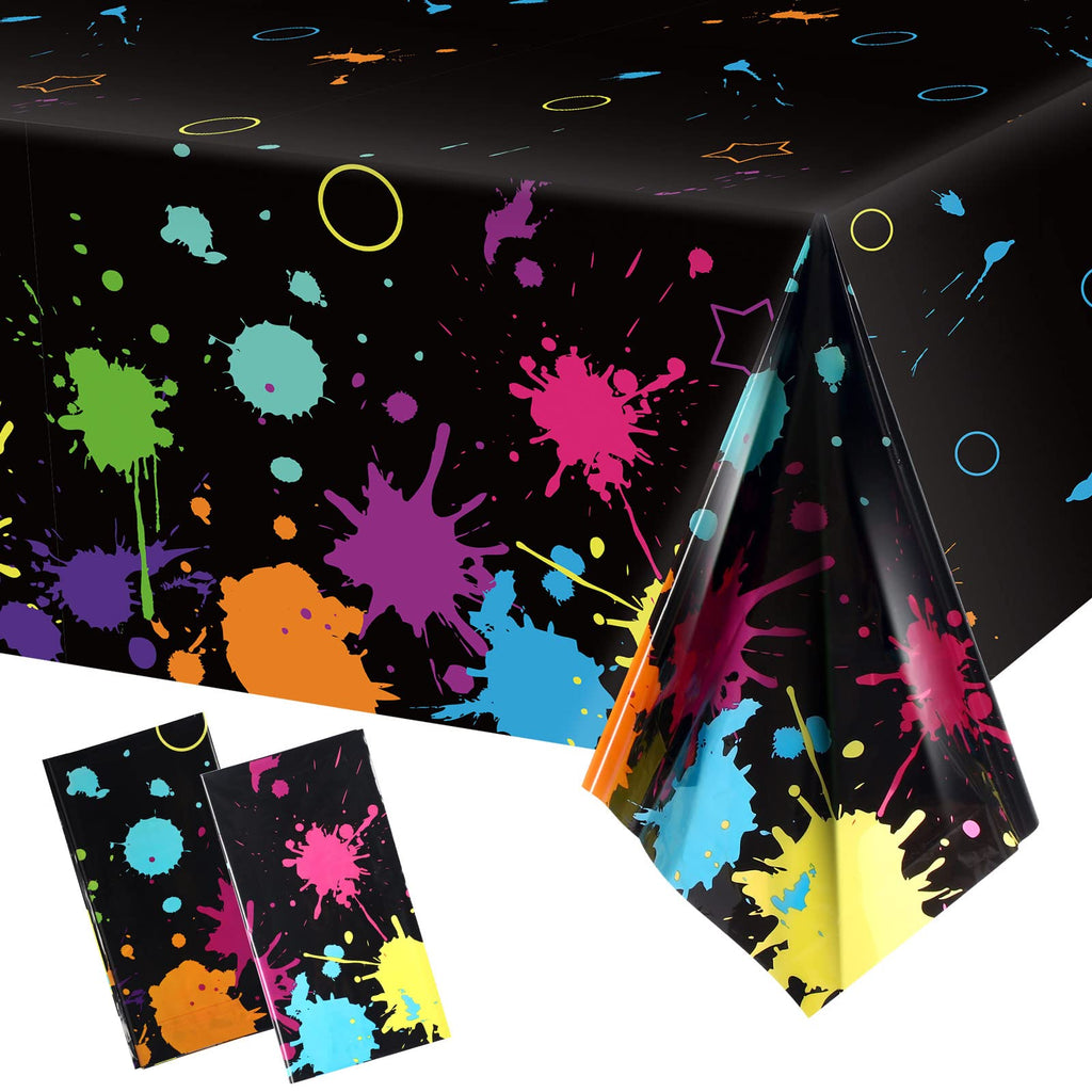 Tatuo Glow Party Table Covers – 108 x 54 in Neon Plastic Tablecloths (2-Pack) for Black Light Parties