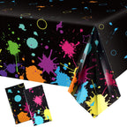 Tatuo Glow Party Table Covers – 108 x 54 in Neon Plastic Tablecloths (2-Pack) for Black Light Parties