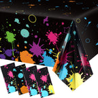 Tatuo Glow Party Table Covers Neon – 108 x 54 in, 4-Pack Disposable Black Light Tablecloths