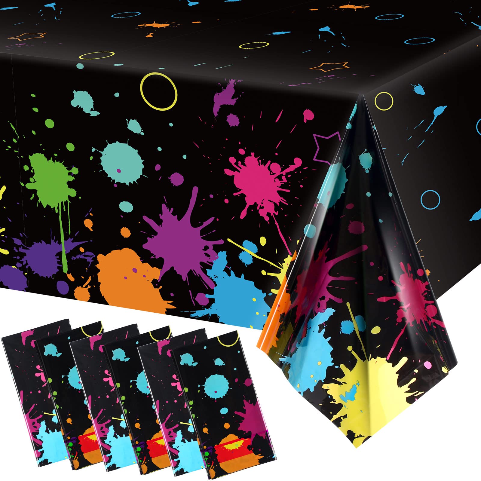 Tatuo Glow Party Table Covers – Neon Plastic Tablecloths 108 x 54 in (6 Pieces)