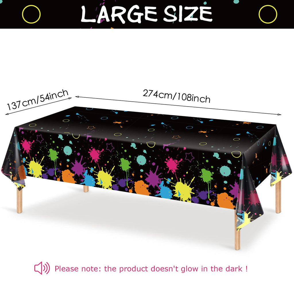 Tatuo Glow Party Table Covers – Neon Plastic Tablecloths 108 x 54 in (6 Pieces)