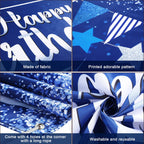 Tatuo Happy Birthday Backdrop Banner — Navy & Silver Glitter Photo Background (72.8 x 43.3 in)