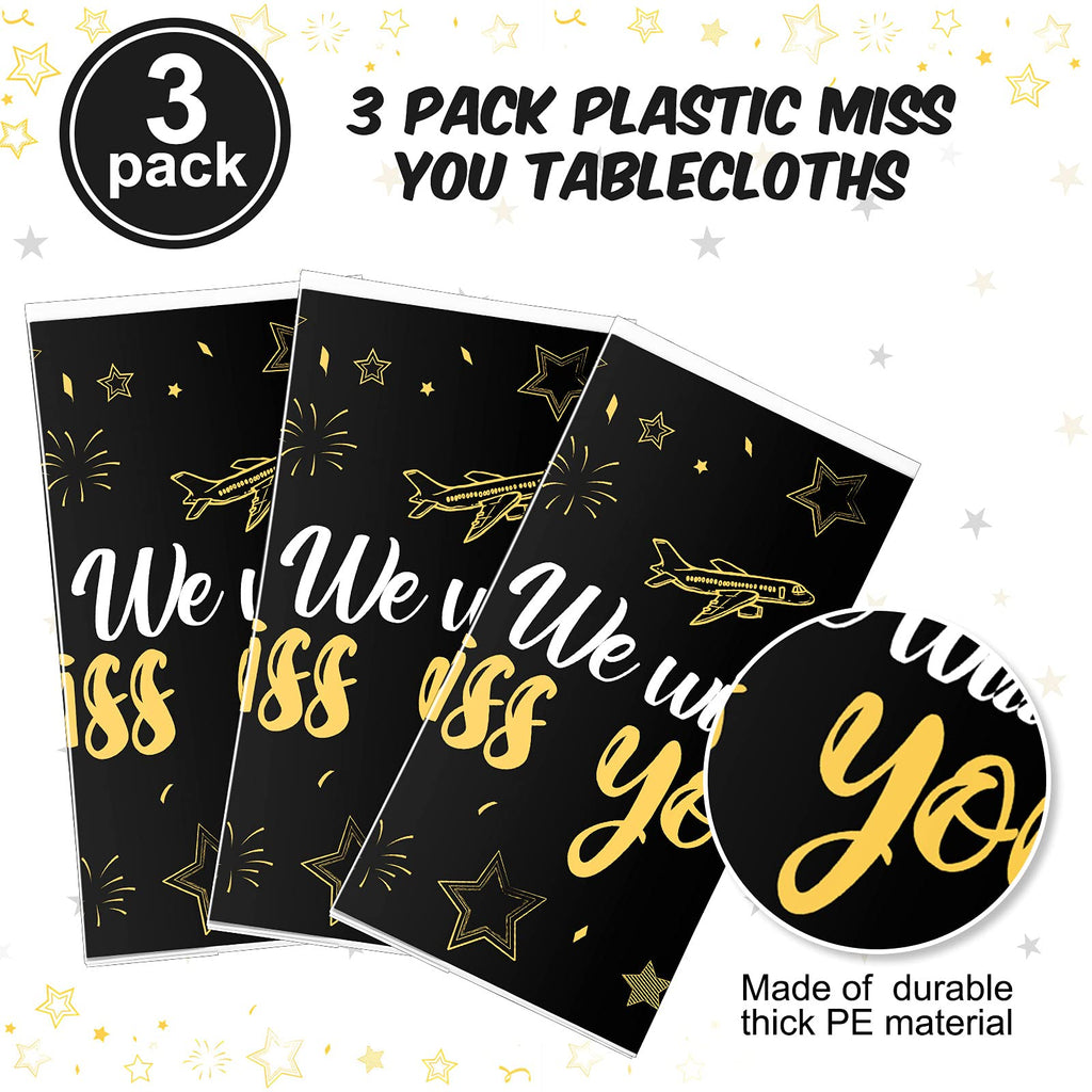 Tatuo 3-Piece We Will Miss You Tablecloth – Gold Stars, Farewell & Retirement Party Decor