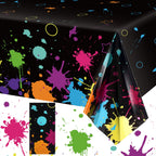 Tatuo Neon Glow Tablecloths 108 x 54 Inch – Disposable Black Light Party Covers for Birthday & Events