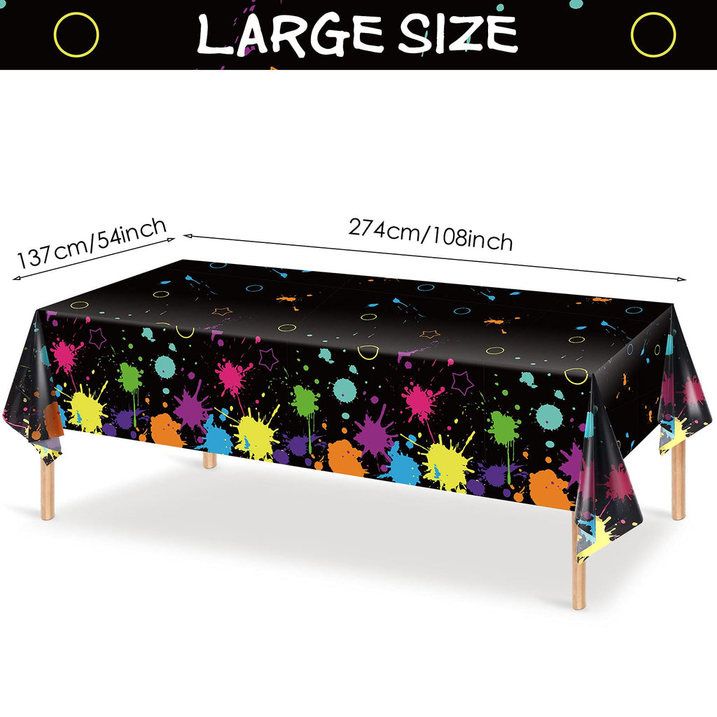 Tatuo Glow Party Table Covers – 108 x 54 in Neon Plastic Tablecloths (2-Pack) for Black Light Parties