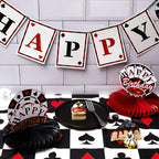 Tatuo 2 Pcs Casino Theme Poker Tablecloths - Las Vegas Style 54 x 108 in | Disposable Plastic Table Cover