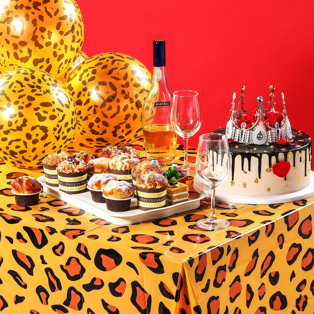 Tatuo 5-Piece Safari Animal Tablecloth Set | Jungle Print Table Covers, 108 x 54 in