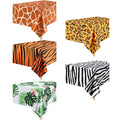 Tatuo 5-Piece Safari Animal Tablecloth Set | Jungle Print Table Covers, 108 x 54 in