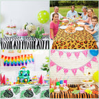 Tatuo 5-Piece Safari Animal Tablecloth Set | Jungle Print Table Covers, 108 x 54 in