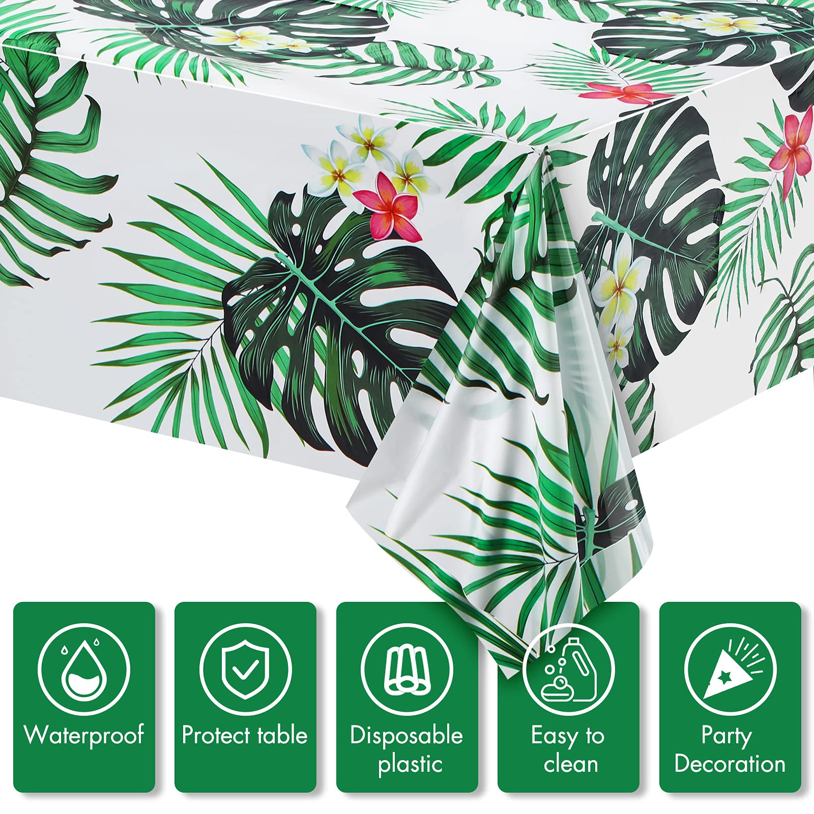 Tatuo 5-Piece Safari Animal Tablecloth Set | Jungle Print Table Covers, 108 x 54 in