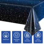 Tatuo Space Tablecloth Set – 3 Pieces Starry Night Galaxy Cover, 54 x 108 in