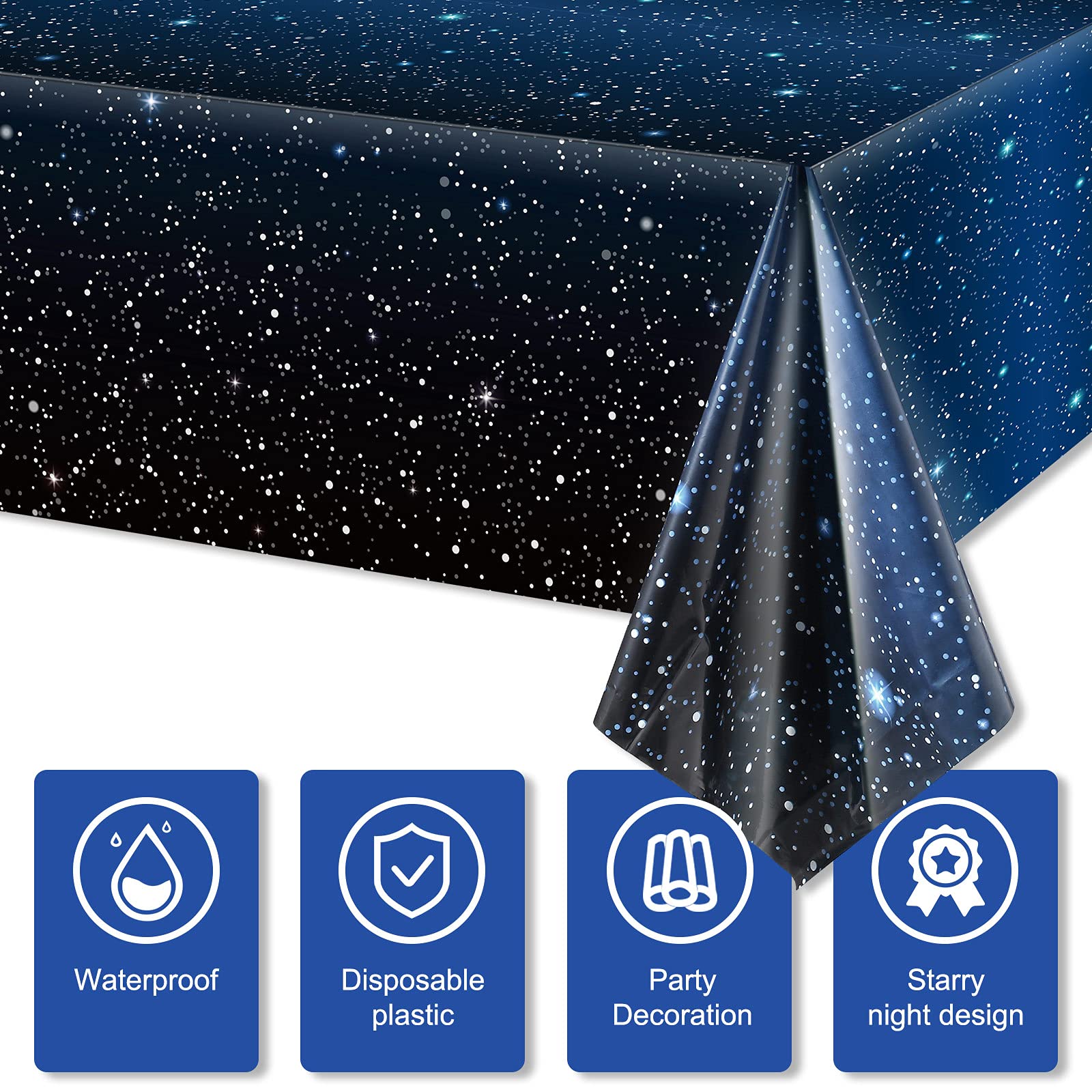 Tatuo Space Tablecloth Set – 3 Pieces Starry Night Galaxy Cover, 54 x 108 in
