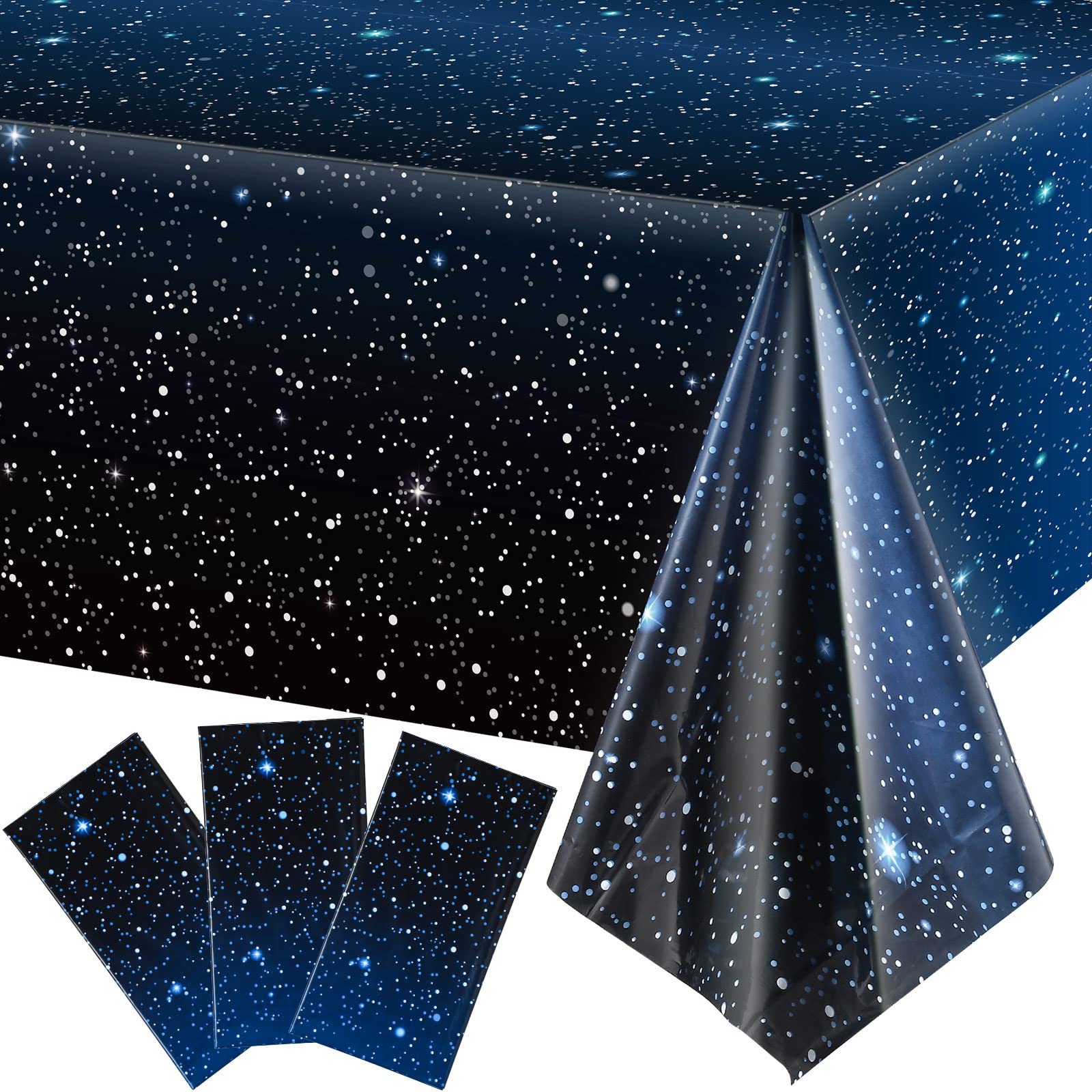 Tatuo Space Tablecloth Set – 3 Pieces Starry Night Galaxy Cover, 54 x 108 in