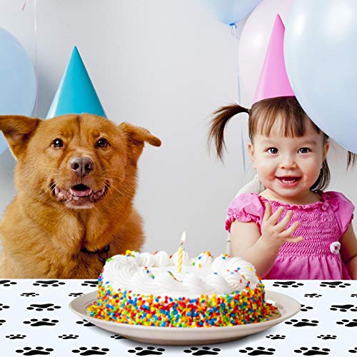 Tatuo 2 Pcs Puppy Paw Print Tablecloths – 71x54 in Black Dog Theme Party Decor