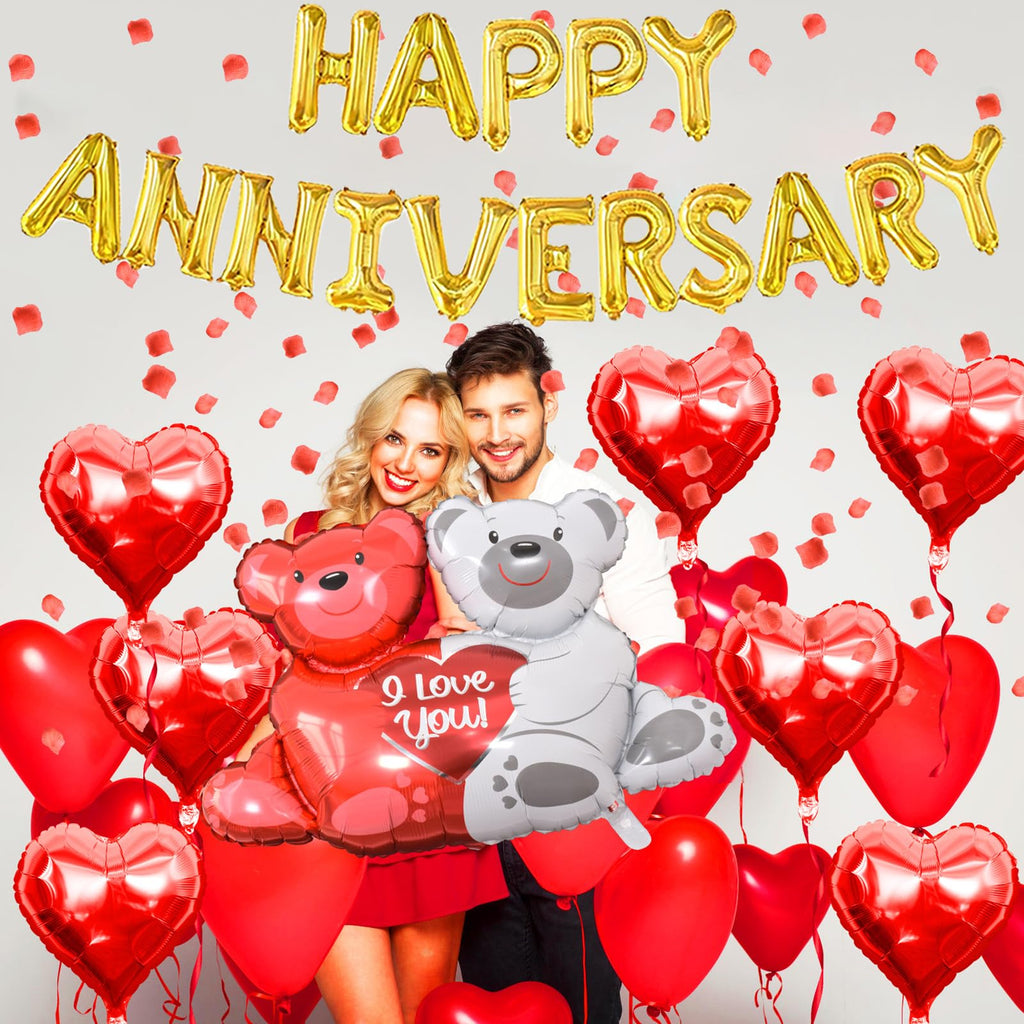Tayuvira Happy Anniversary Decorations Set – Romantic Balloons & Banner Kit