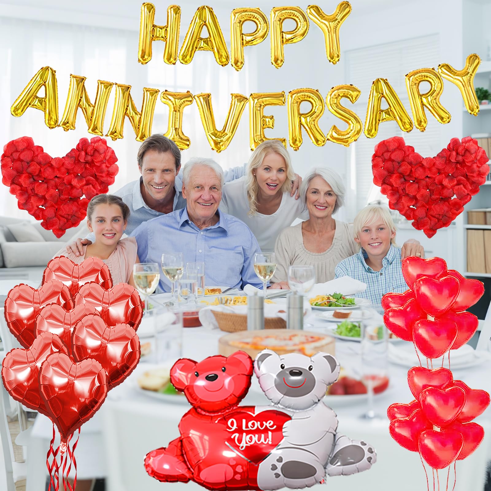 Tayuvira Happy Anniversary Decorations Set – Romantic Balloons & Banner Kit