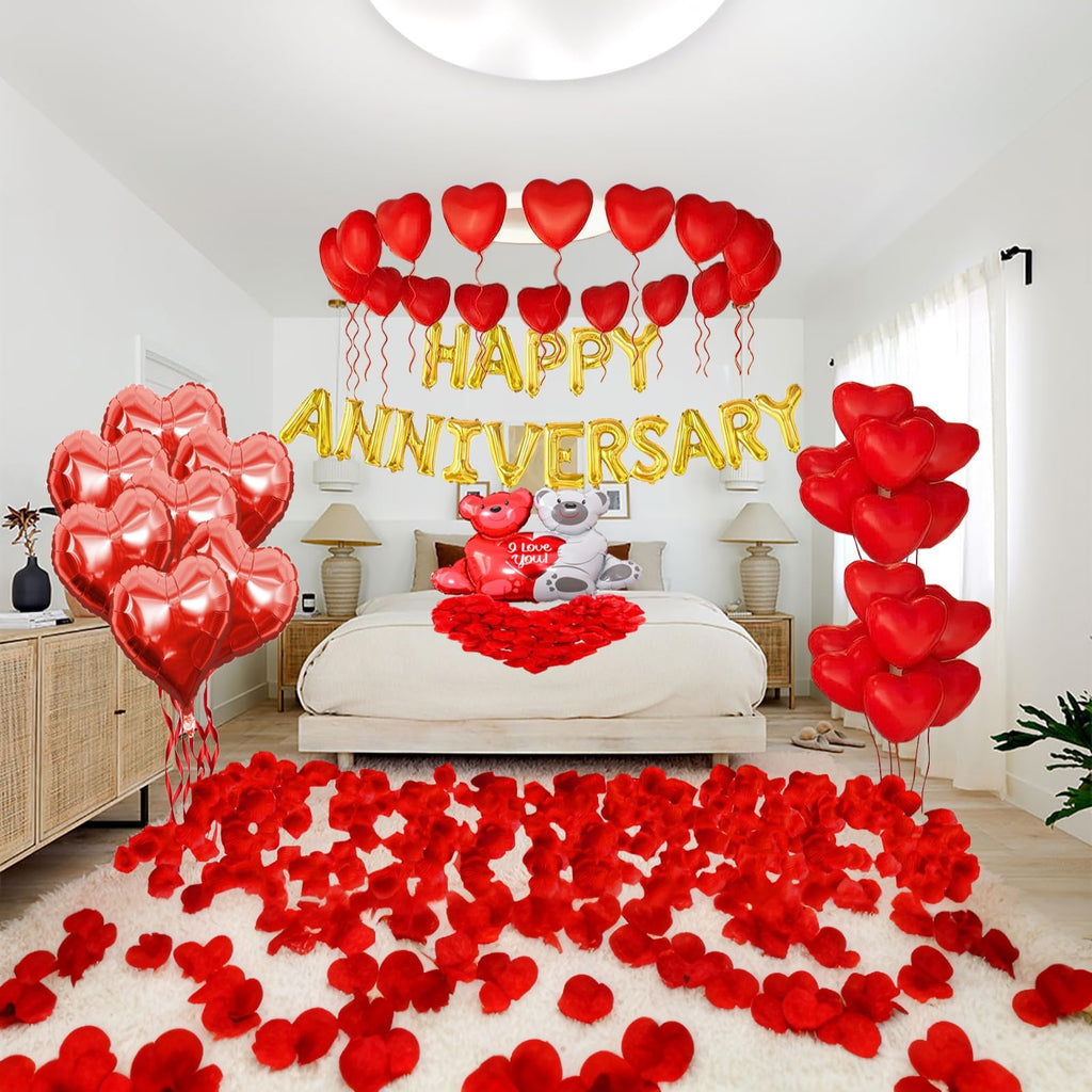Tayuvira Happy Anniversary Decorations Set – Romantic Balloons & Banner Kit