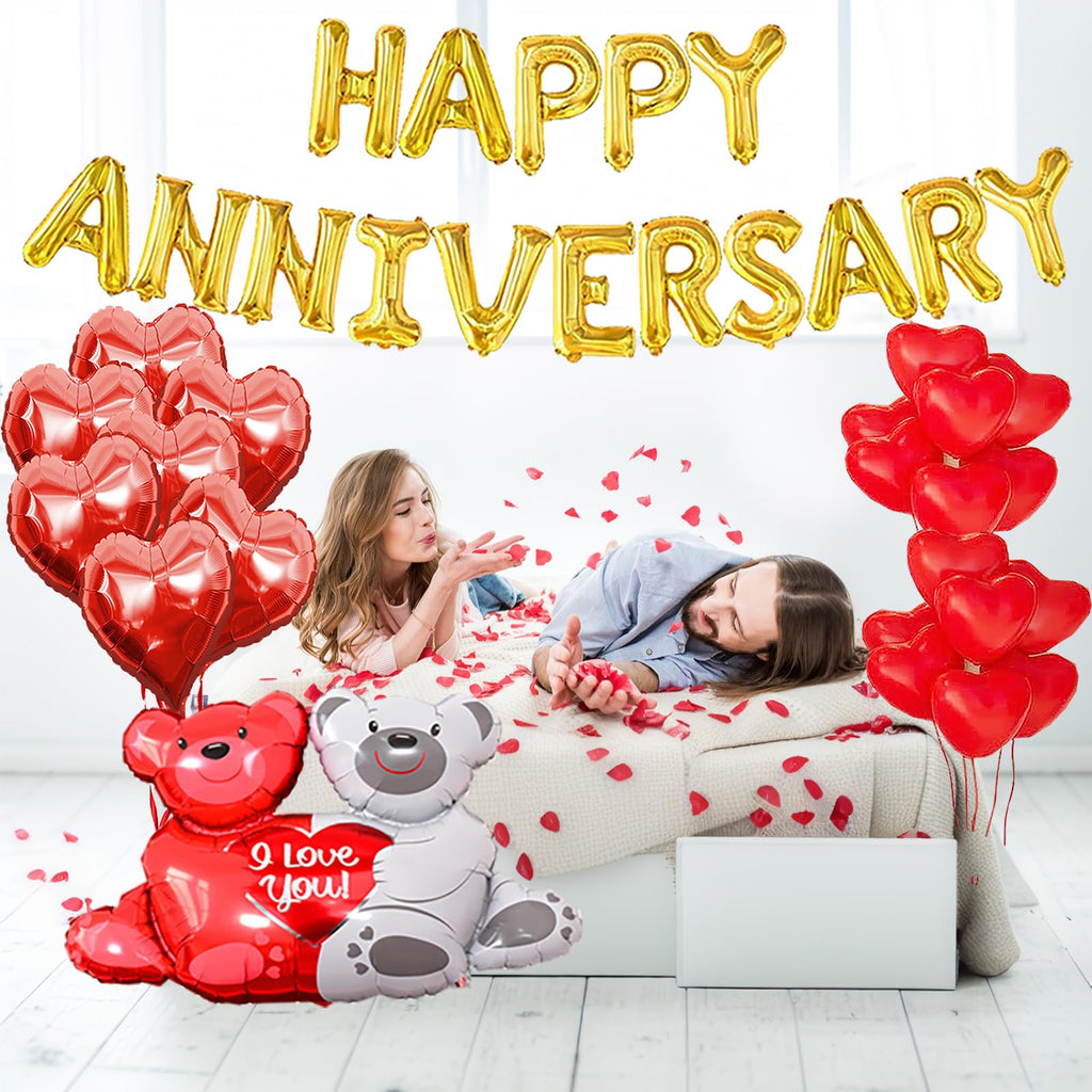 Tayuvira Happy Anniversary Decorations Set – Romantic Balloons & Banner Kit