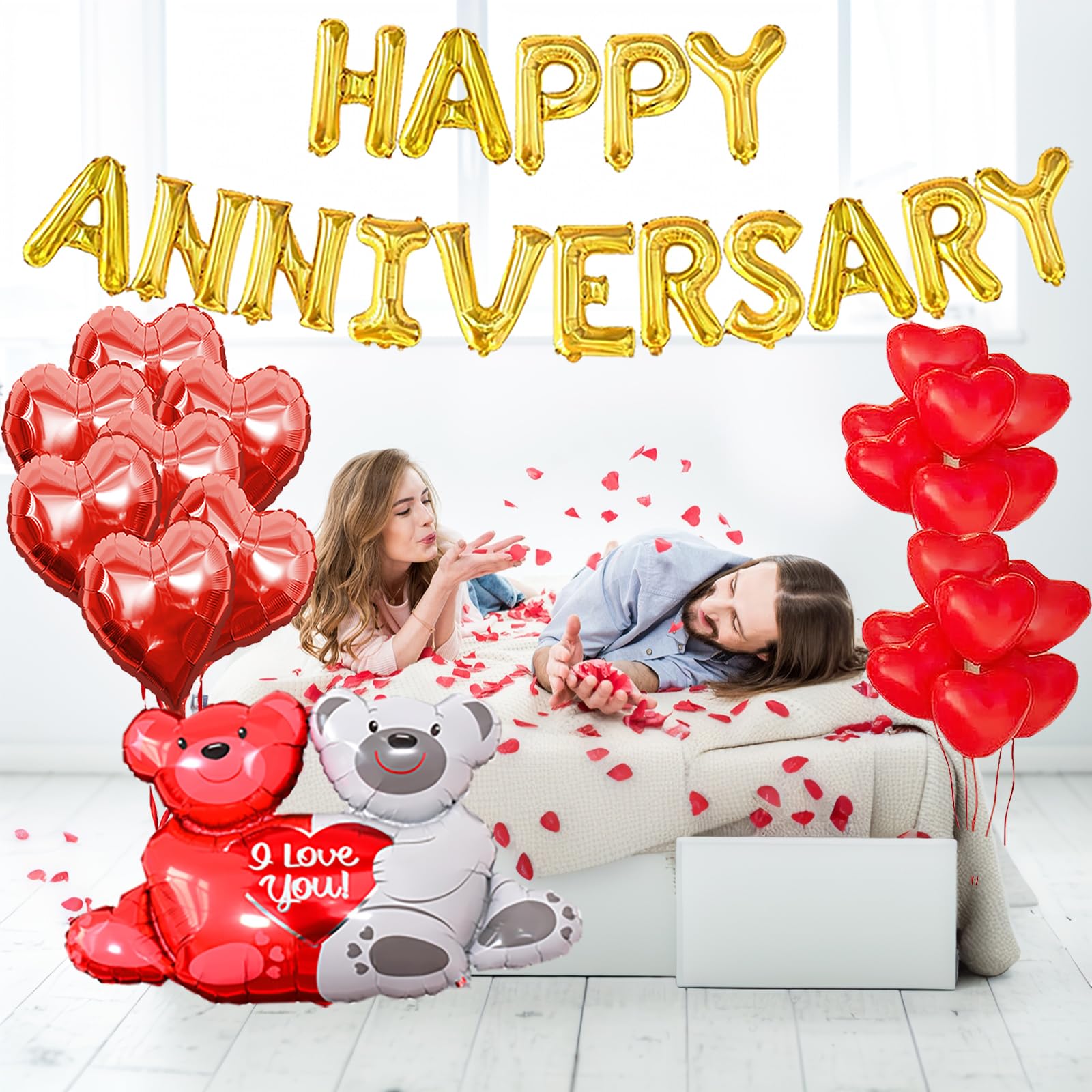 Tayuvira Happy Anniversary Decorations Set – Romantic Balloons & Banner Kit