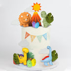 Tazimi Clay Dinosaur Cake Toppers – Volcano, Egg & Dino Decorations for Kids Birthday