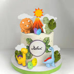 Tazimi Clay Dinosaur Cake Toppers – Volcano, Egg & Dino Decorations for Kids Birthday